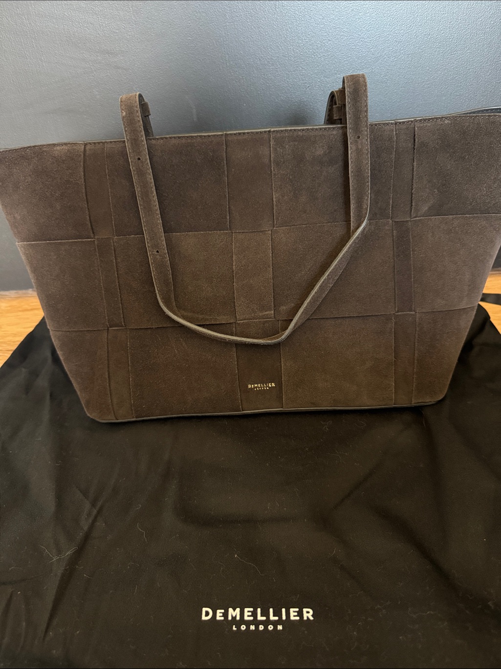 Demellier The Florence Dark Brown Suede Tote